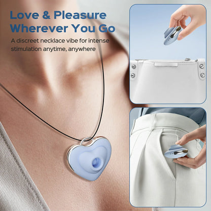 Amore -  Wearable Heart Necklace Vibe Sucking & Tapping Mini Clitoral Stimulator