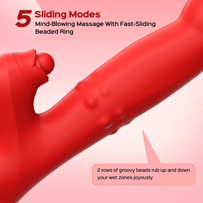 Bud - Tapping Rabbit Vibrator with Sliding Beads Ring