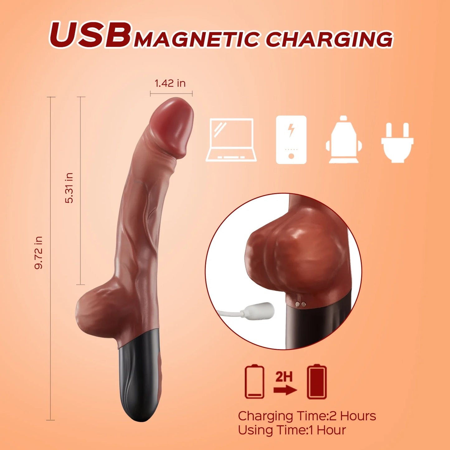 Logan - Remote Control Vibrating & Thrusting Realistic Big Dildo with Suction Cup